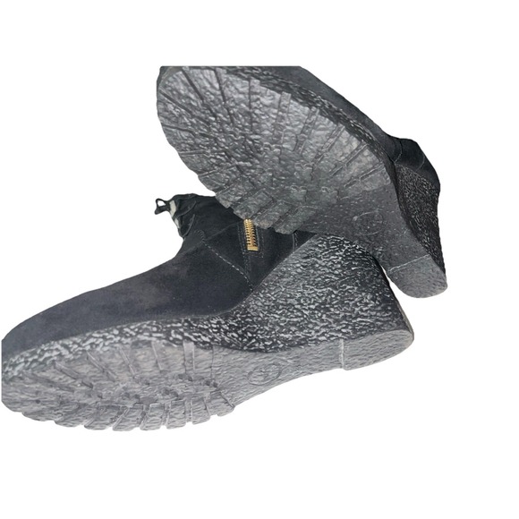 Michael Kors Rory Black Suede Wedge Boots size 8 1/2M Zip And Lace formal MK - Picture 6 of 9